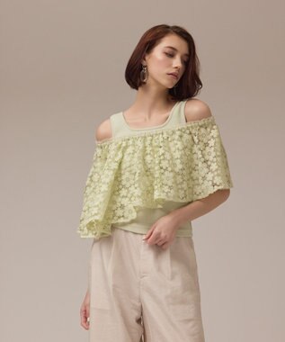 GRACE CONTINENTAL レースケープカットトップ ライトグリーン