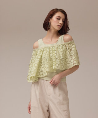 GRACE CONTINENTAL レースケープカットトップ ライトグリーン