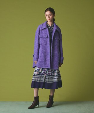 GRACE CONTINENTAL リングウールショートコート パープル