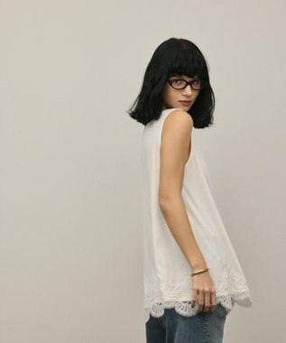 GRACE CONTINENTAL ヘムレースカットトップ ホワイト