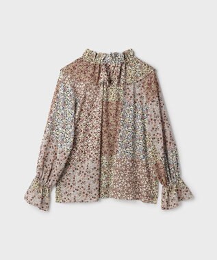 GRACE CONTINENTAL パッチワークプリントカフタンブラウス ベージュ