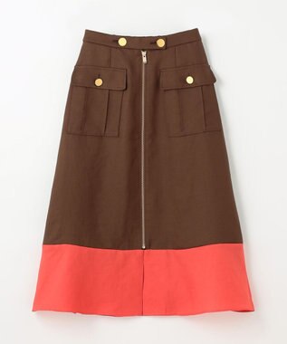 GRACE CONTINENTAL バイカラージップスカート ブラウン