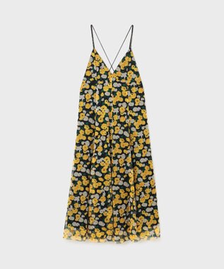 GRACE CONTINENTAL フラワーチュールプリントキャミワンピース ブラック