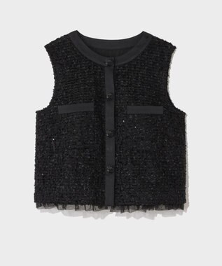 GRACE CONTINENTAL フェザーembドレス ブラック