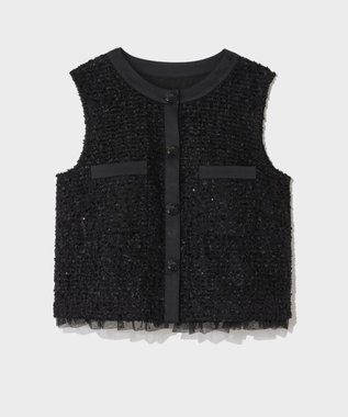 GRACE CONTINENTAL フェザーembドレス ブラック