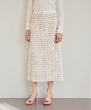 GRACE CONTINENTAL ツイードライン切替スカート キナリ