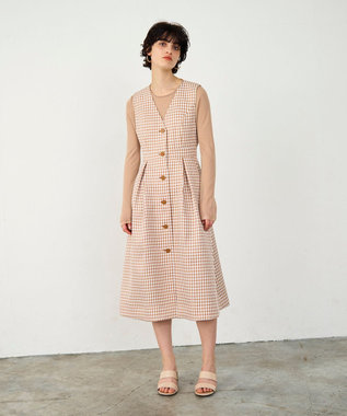 GRACE CONTINENTAL チェックジャンパースカート ベージュ