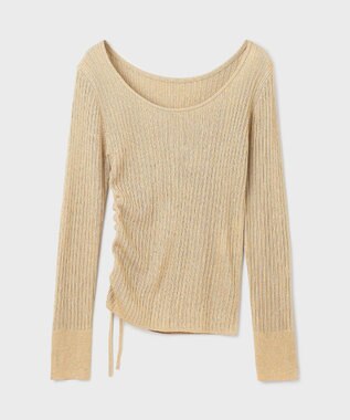 GRACE CONTINENTAL ラメリブクルーネックトップ ゴールド