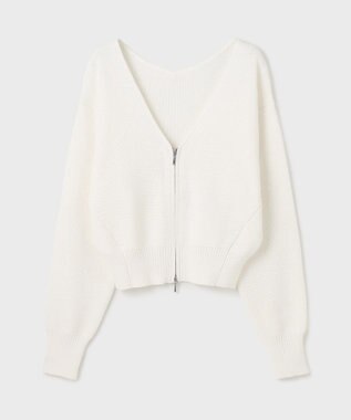 GRACE CONTINENTAL ハイゲージ畦ニットカーディガン ホワイト