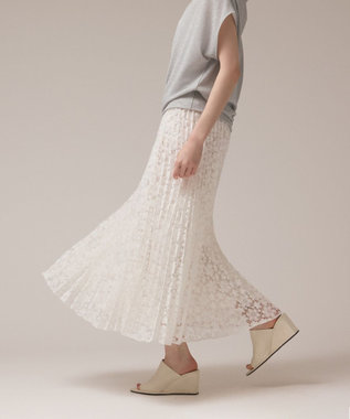 GRACE CONTINENTAL レースプリーツスカート ホワイト