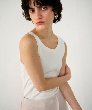 GRACE CONTINENTAL テレコノースリーブ ホワイト