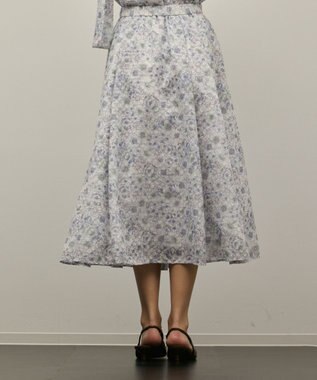 GRACE CONTINENTAL シアーフラワープリントジャガードフレアスカート グレー