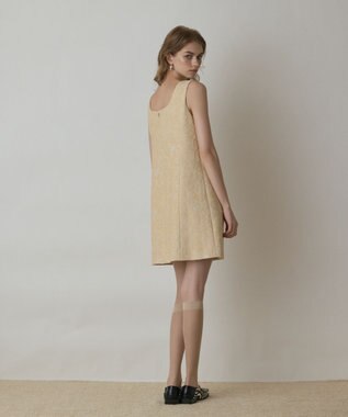 GRACE CONTINENTAL サラサジャガードミニワンピース ベージュ