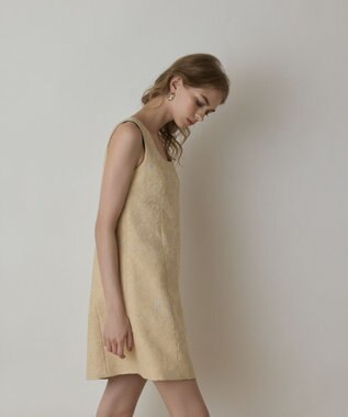 GRACE CONTINENTAL サラサジャガードミニワンピース ベージュ
