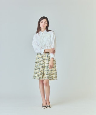 GRACE CONTINENTAL チュールヤーンツイードパンツ イエロー