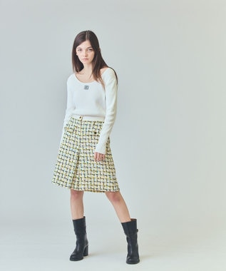 GRACE CONTINENTAL チュールヤーンツイードパンツ イエロー