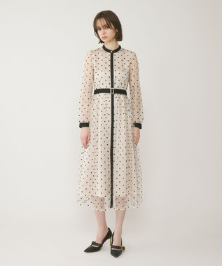 GRACE CONTINENTAL ビーズ刺繍ドットドレス キナリ