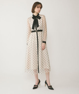 GRACE CONTINENTAL ビーズ刺繍ドットドレス キナリ