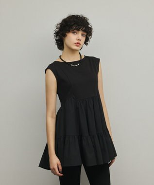GRACE CONTINENTAL フレア切替カットトップ ブラック