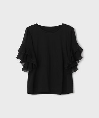 GRACE CONTINENTAL シフォンスリーブカットトップ ブラック