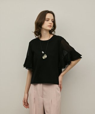 GRACE CONTINENTAL シフォンスリーブカットトップ