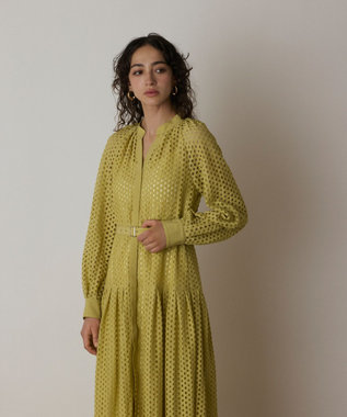 GRACE CONTINENTAL メッシュレースカフタンワンピース イエロー
