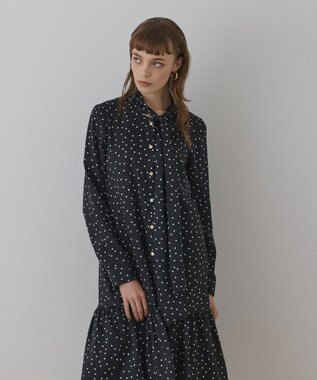 GRACE CONTINENTAL ランダムドットボウタイワンピース ブラック