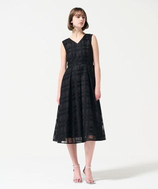 GRACE CONTINENTAL スパンコールチェックドレス ブラック