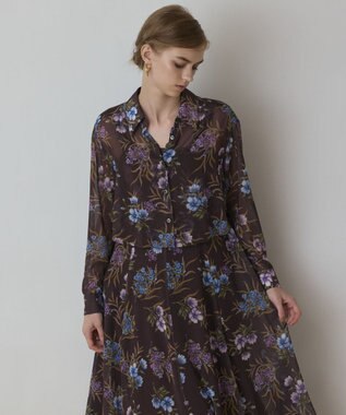 GRACE CONTINENTAL プリントセットアップワンピース ブラウン