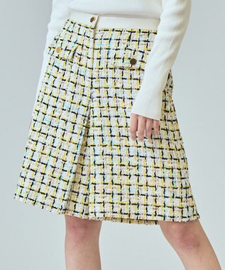 GRACE CONTINENTAL チュールヤーンツイードパンツ イエロー