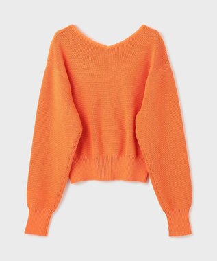 GRACE CONTINENTAL ハイゲージ畦ニットカーディガン オレンジ