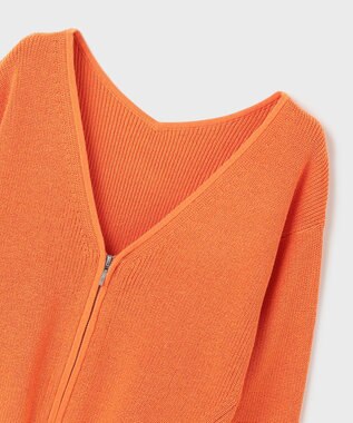 GRACE CONTINENTAL ハイゲージ畦ニットカーディガン オレンジ