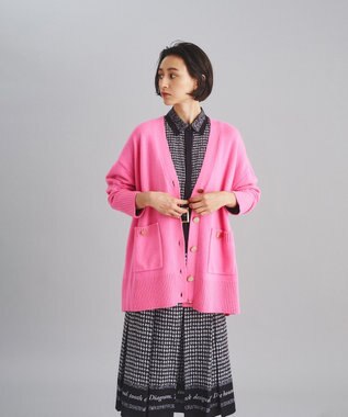 リラクシールーズニットカーディガン, ピンク, 36