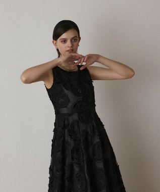 GRACE CONTINENTAL ローズ刺繍ワンピース ブラック