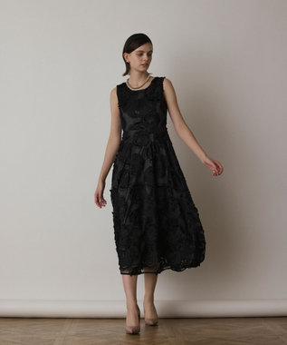 GRACE CONTINENTAL ローズ刺繍ワンピース ブラック