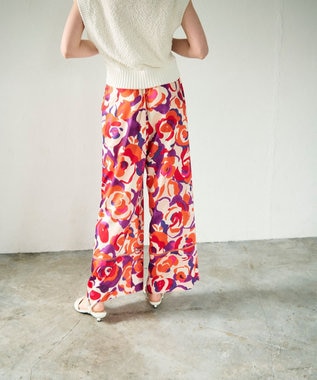 GRACE CONTINENTAL ペイントカラーワイドパンツ オレンジ