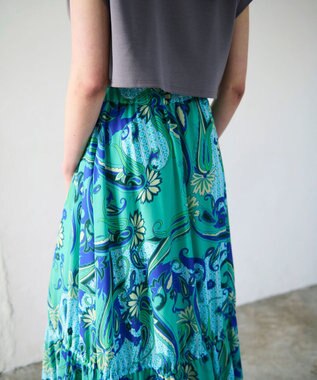 GRACE CONTINENTAL ペイズリープリントギャザスカート グリーン