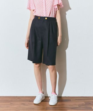 GRACE CONTINENTAL リネンタッチハーフパンツ ネイビー