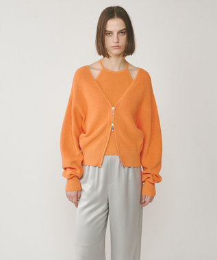 GRACE CONTINENTAL ハイゲージ畦ニットカーディガン オレンジ