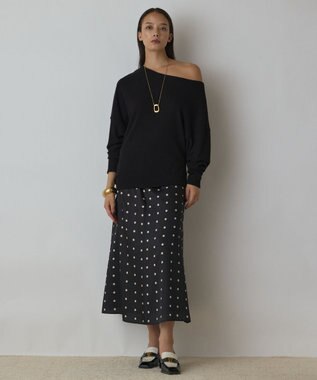 GRACE CONTINENTAL アシメテレコカットトップ ブラック