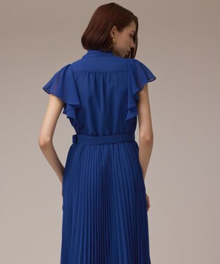 GRACE CONTINENTAL ボウタイプリーツドレス ブルー