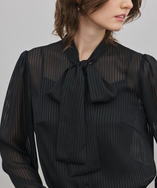 GRACE CONTINENTAL ストライプボウブラウス ブラック