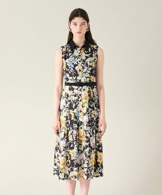GRACE CONTINENTAL ボタニカルプリントワンピース ブラック