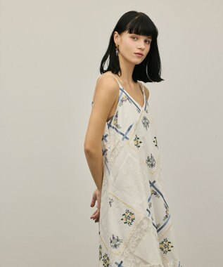 GRACE CONTINENTAL ハンカチパッチワークキャミワンピース ホワイト