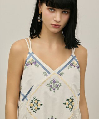 GRACE CONTINENTAL ハンカチパッチワークキャミワンピース ホワイト