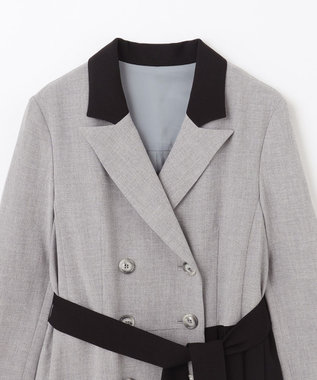 GRACE CONTINENTAL ウールタッチバイカラードレス グレー