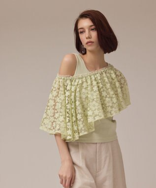 GRACE CONTINENTAL レースケープカットトップ ライトグリーン