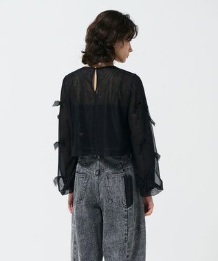 GRACE CONTINENTAL リボンチュールトップ ブラック
