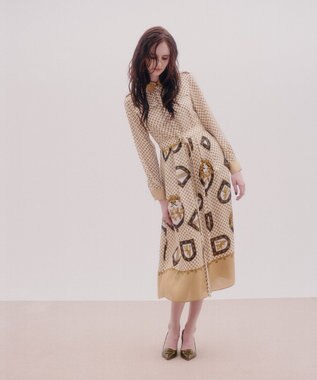 GRACE CONTINENTAL プリントミリタリードレス ベージュ