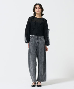 GRACE CONTINENTAL リボンチュールトップ ブラック